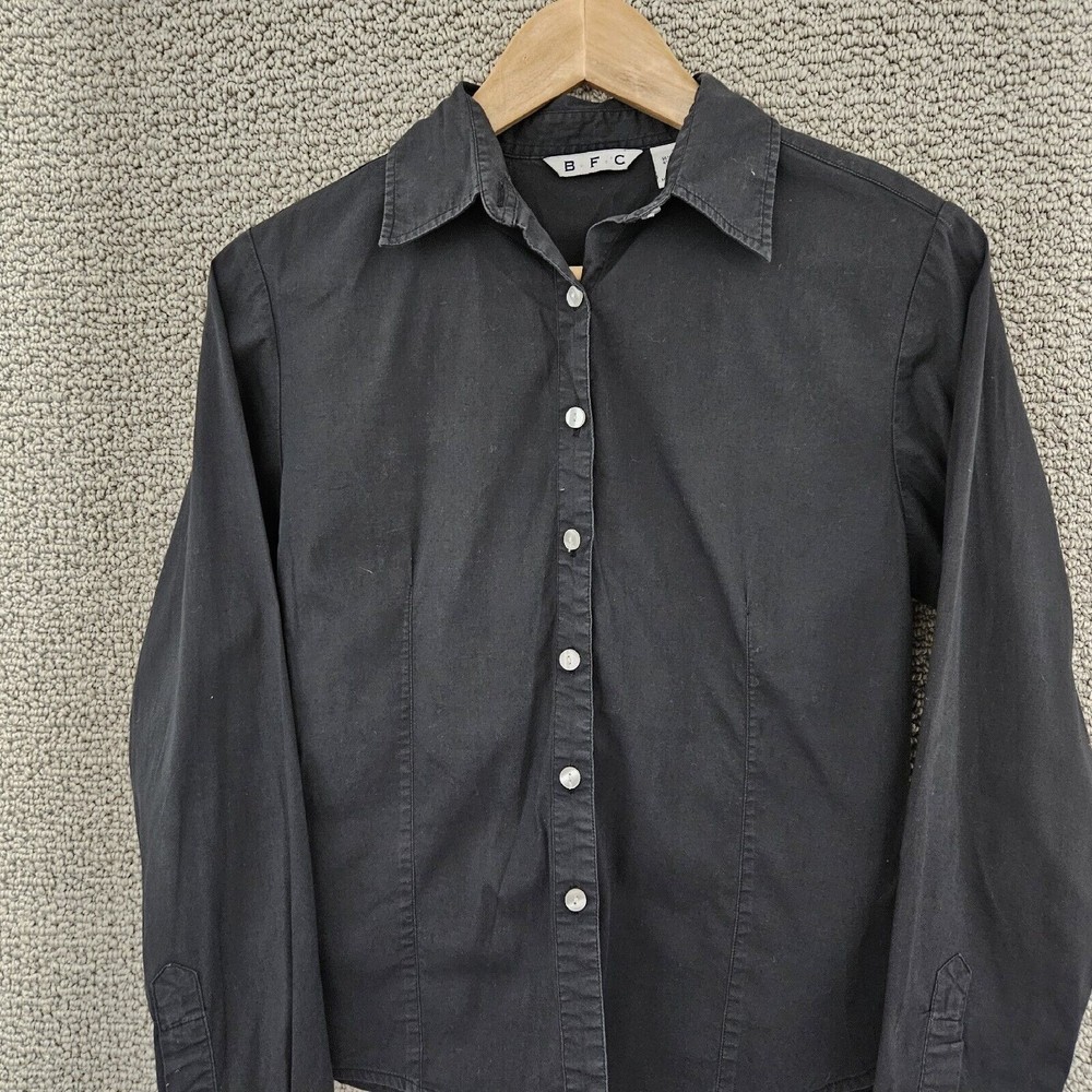 BFC Women's Black Button Up Long Sleeve Shirt Slim Fit Size S